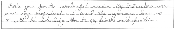Thank you for the wonderful service.