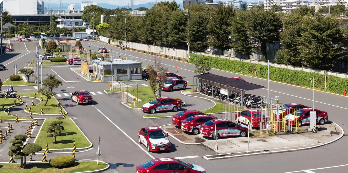 The Musashisakai driving course from above