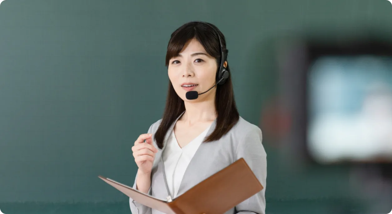Instructor recording an online theory lesson