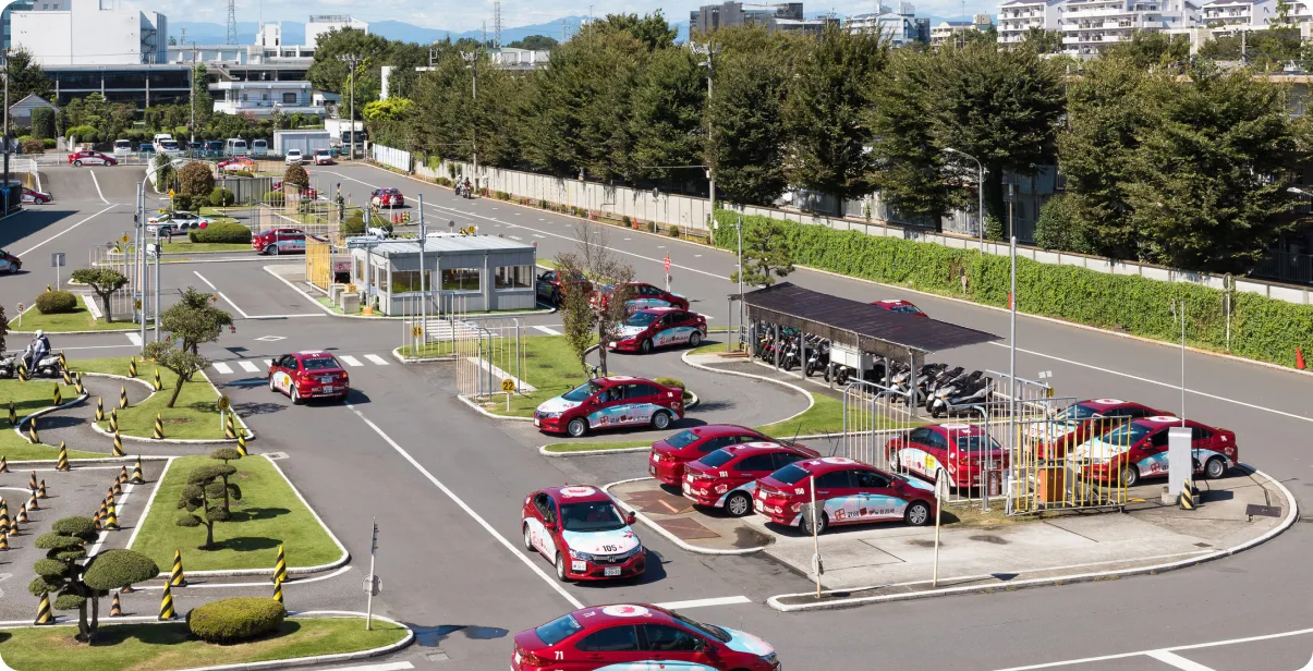 The Musashisakai driving course from above