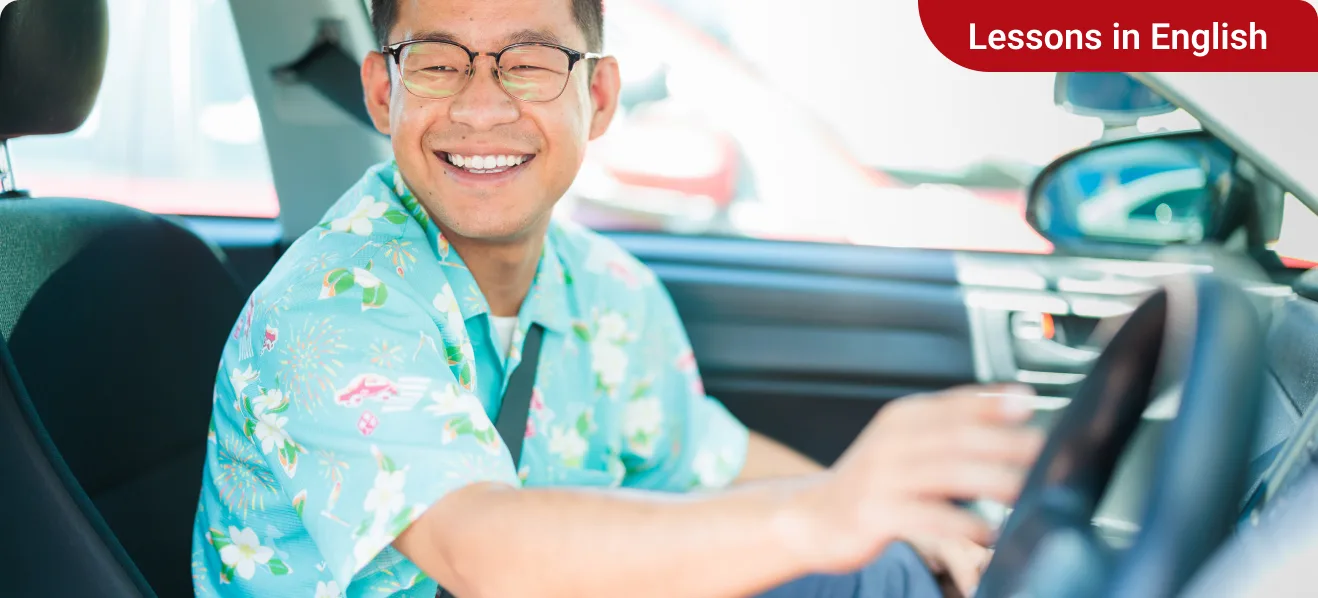 Student driving with an English-speaking instructor